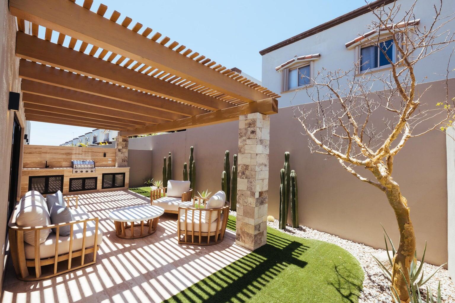 Los Cabos Blue Moon Located in the prestigious gated community of Pedregal, Villa De La Luz offers timeless Mexican Hacienda architecture combined with spacious living and exceptional comfort.This beautifully designed residence features expansive indoor and outdoor areas, ideal for both full-time living and entertaining. Bright interiors flow seamlessly to generous terraces, creating the perfect setting to enjoy Cabo's lifestyle.The home offers 6 en-suite bedrooms, a fully equipped kitchen, and thoughtfully designed living spaces. Outdoor amenities include a private swimming pool, jacuzzi, and BBQ area, providing an ideal environment for relaxation and gatherings.Include a two-car garage, ample storage, and access to Pedregal's exclusive amenities, including 24/7 security, beach and green areas. – Camino del Mar, Cabo Corridor, BS