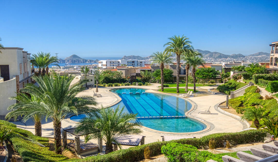 Los Cabos Vista Mare Condo for sale at Vista Mare, Cabo San Lucas, located on the second level within a private residential community in the Sunset area, one of Cabo's fastest-growing zones. Enjoy a peaceful setting just minutes from downtown, the Marina, restaurants, cafés, shops, supermarkets, and entertainment. This unit offers 111.15 m² total, including 97.65 m² of air-conditioned interior space and a 13.5 m² private terrace. It features 2 bedrooms, 2 full bathrooms, living and dining areas, an equipped kitchen, A/C, and 1 underground parking space. Vista Mare offers a gym, 2 pools, jacuzzi, and firepit social area. Ready for delivery. Price: – Via La Paloma, Cabo Corridor, BS