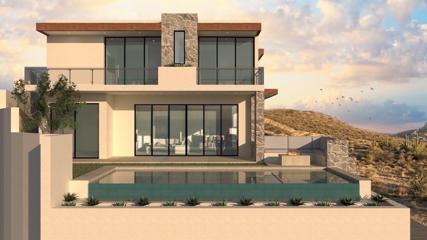 Los Cabos El Tule-Inland:General Pre-construction residence in Rancho Los Tules, Los Cabos. Features 4 bedrooms, each with a full bathroom and walk-in closet, offering privacy and comfort. Enjoy ocean for sale